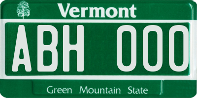 VT license plate ABH000