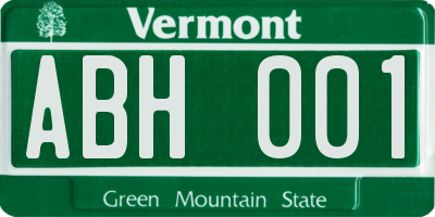 VT license plate ABH001
