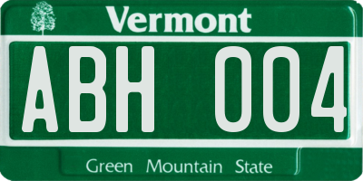 VT license plate ABH004