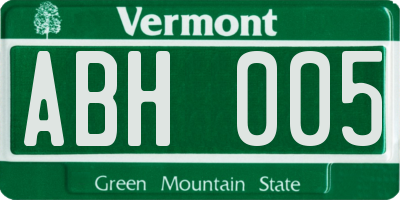VT license plate ABH005
