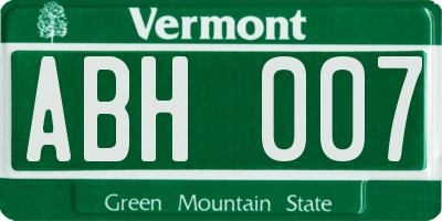 VT license plate ABH007