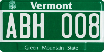 VT license plate ABH008