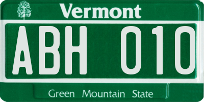 VT license plate ABH010