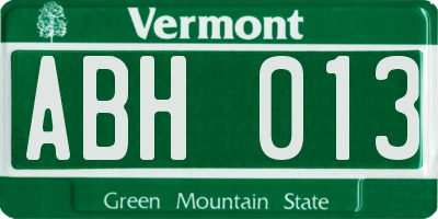 VT license plate ABH013