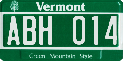 VT license plate ABH014