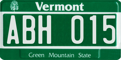 VT license plate ABH015