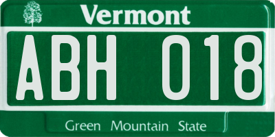 VT license plate ABH018