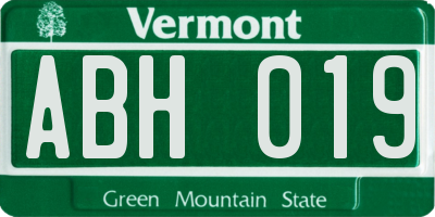 VT license plate ABH019