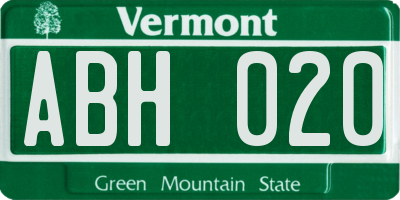VT license plate ABH020