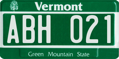 VT license plate ABH021