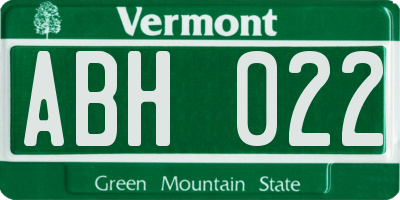 VT license plate ABH022