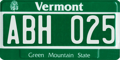 VT license plate ABH025