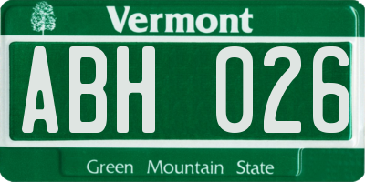 VT license plate ABH026