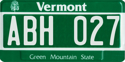 VT license plate ABH027