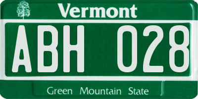 VT license plate ABH028