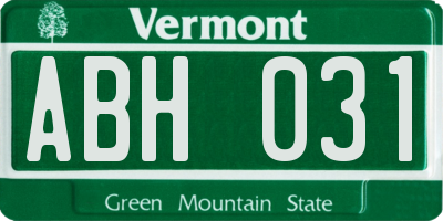 VT license plate ABH031