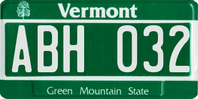 VT license plate ABH032