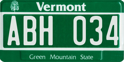 VT license plate ABH034