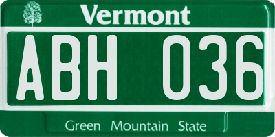 VT license plate ABH036