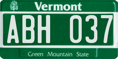 VT license plate ABH037