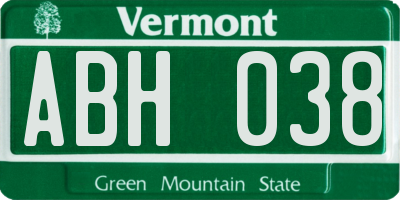 VT license plate ABH038