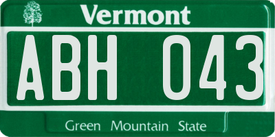 VT license plate ABH043
