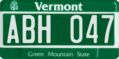VT license plate ABH047