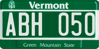 VT license plate ABH050