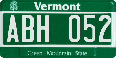 VT license plate ABH052
