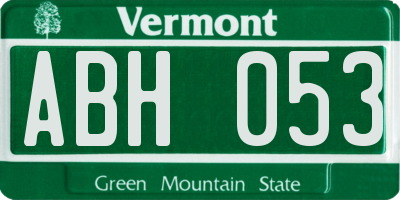 VT license plate ABH053