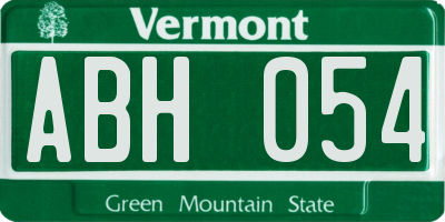 VT license plate ABH054