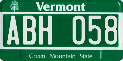 VT license plate ABH058