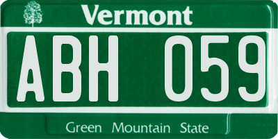 VT license plate ABH059