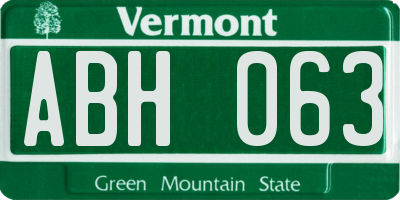 VT license plate ABH063