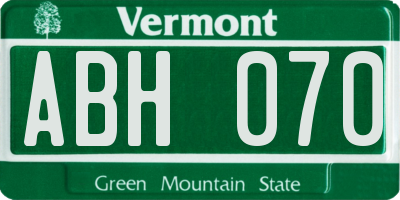 VT license plate ABH070