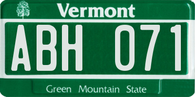 VT license plate ABH071