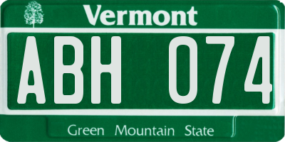 VT license plate ABH074