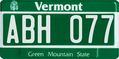 VT license plate ABH077