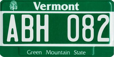 VT license plate ABH082