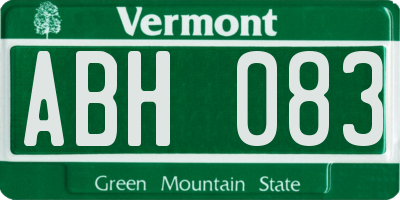 VT license plate ABH083