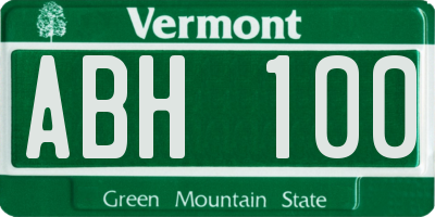 VT license plate ABH100