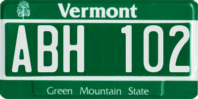 VT license plate ABH102