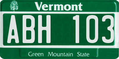 VT license plate ABH103