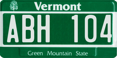 VT license plate ABH104