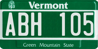 VT license plate ABH105
