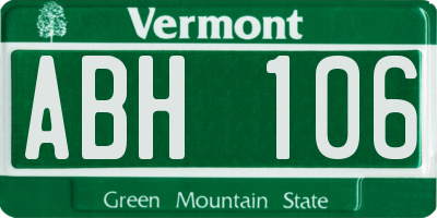 VT license plate ABH106