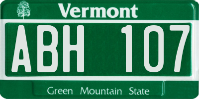 VT license plate ABH107