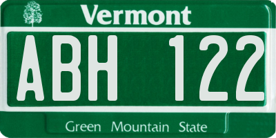 VT license plate ABH122