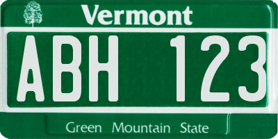 VT license plate ABH123