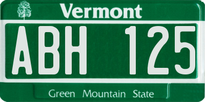 VT license plate ABH125